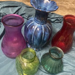 5 glass vases